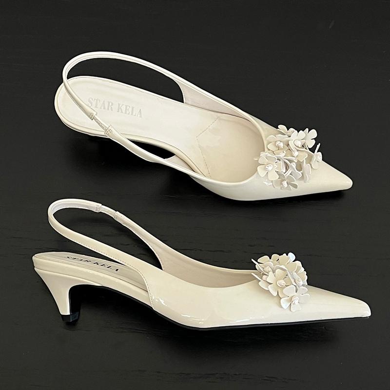 2025 Summer High Heel Women Sandals Fashion Flower Dress Pumps Party Wedding Prom Female Shoes