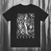 Lilith Vintage Woodcut Tee Goddess Tee Demon Queen Black Moon Tee Gothic Chic Creepy Unisex Sweatshirt Short-sleeved Tee