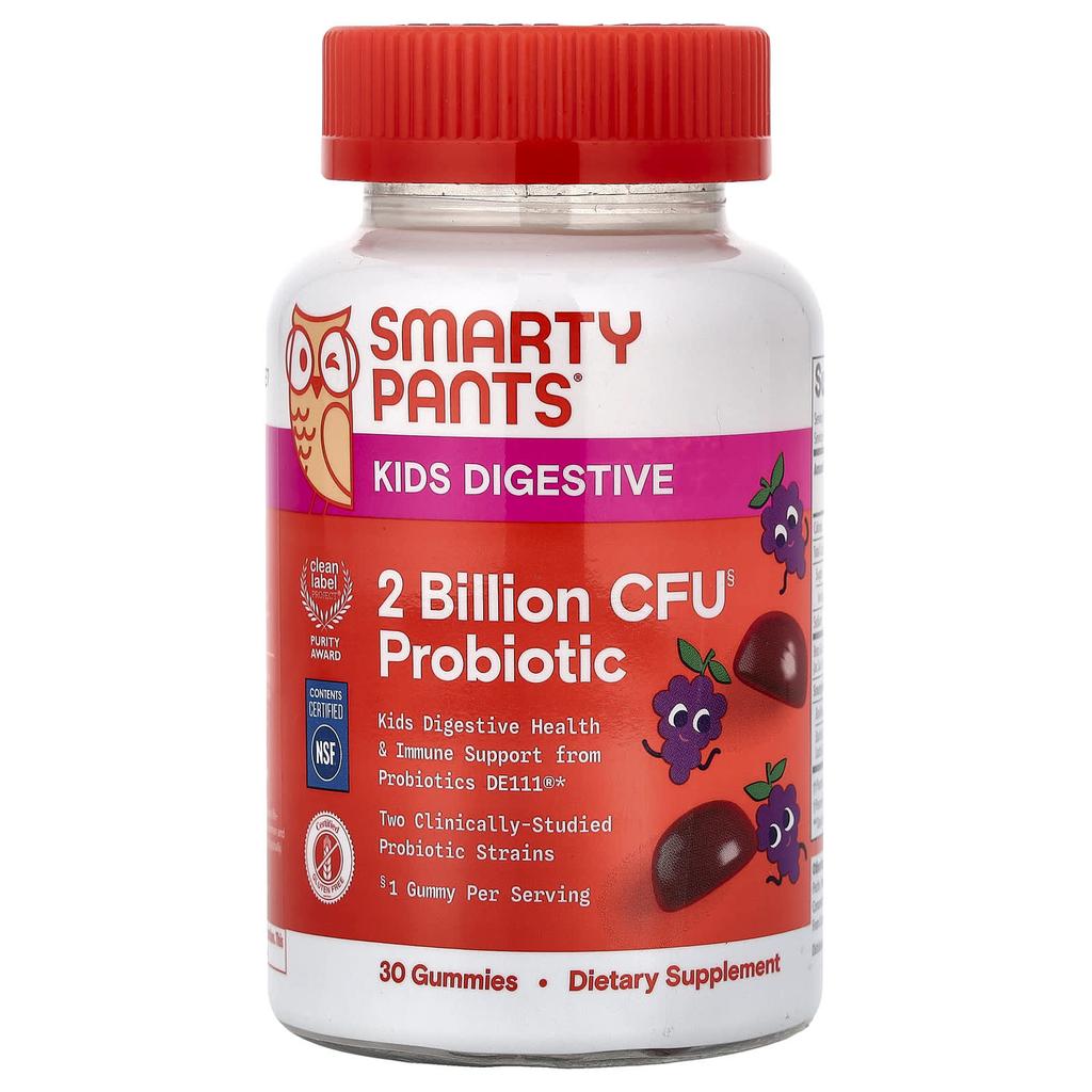 SmartyPants, Kids' Digestive, Probiotic Gummies, Grape Flavor, 30 Gummies