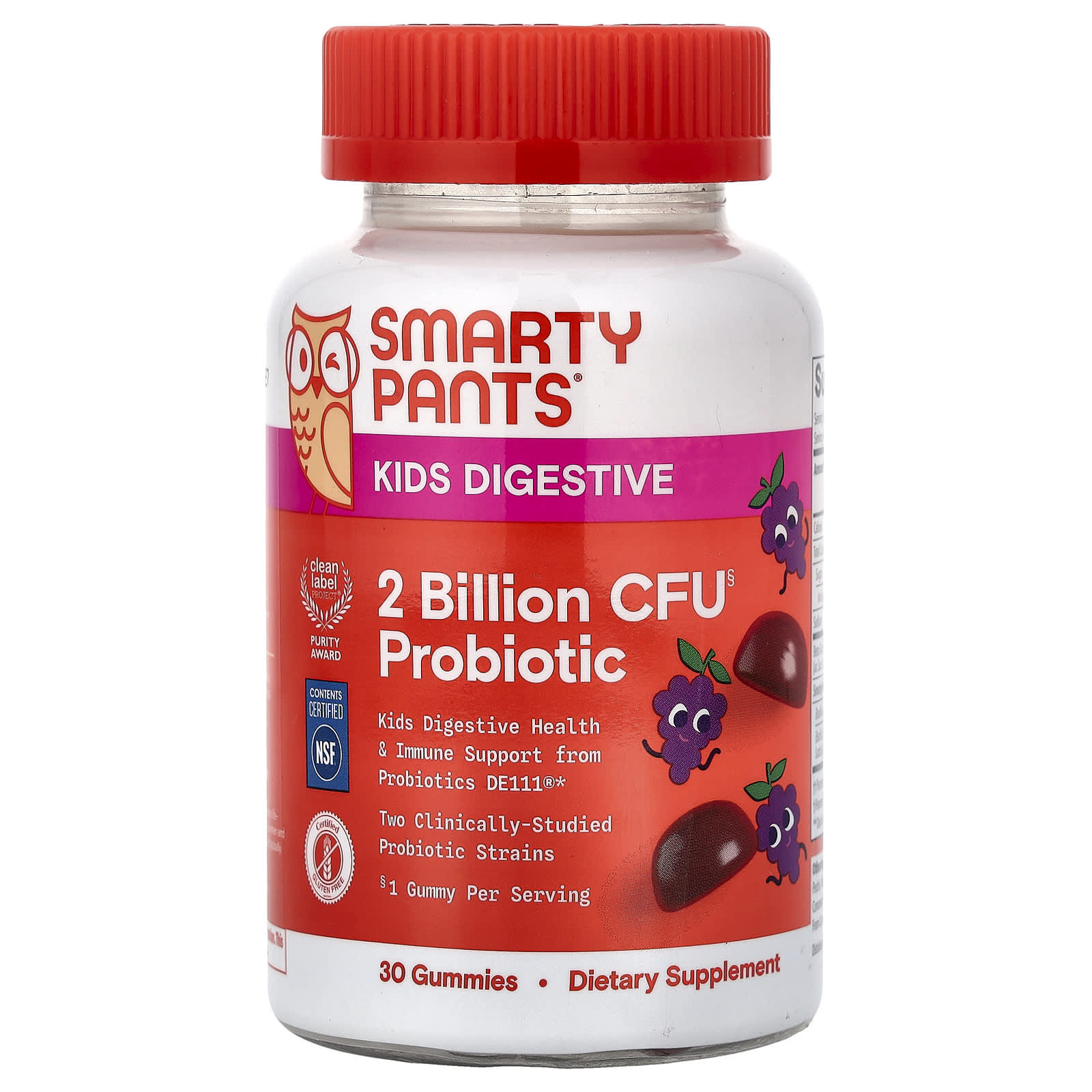 

SmartyPants, Kids Digestive, Probiotic Gummies, Grape Flavor, 30 Gummies