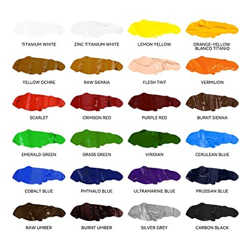 LIGHTWISH Oil Paints, Learning Oil Painting Set, 24 Colors x 12ml, Richly Pigmented Oil-Based Paints for Canvas Painting, Non-Toxic for Beginners, Stu