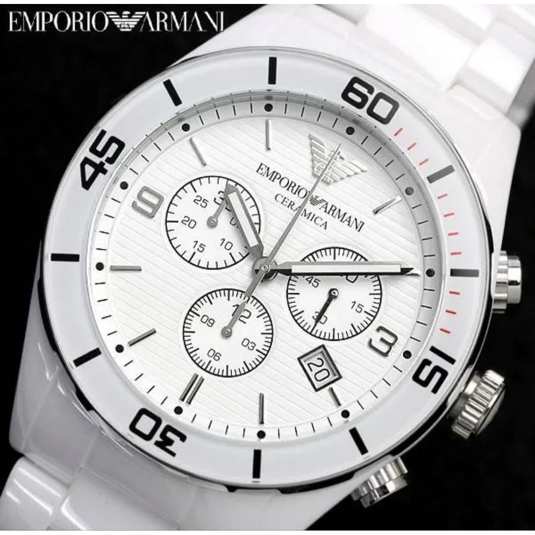 Used EMPORIO ARMANI Watch AR1424 Ceramica White Chronograph