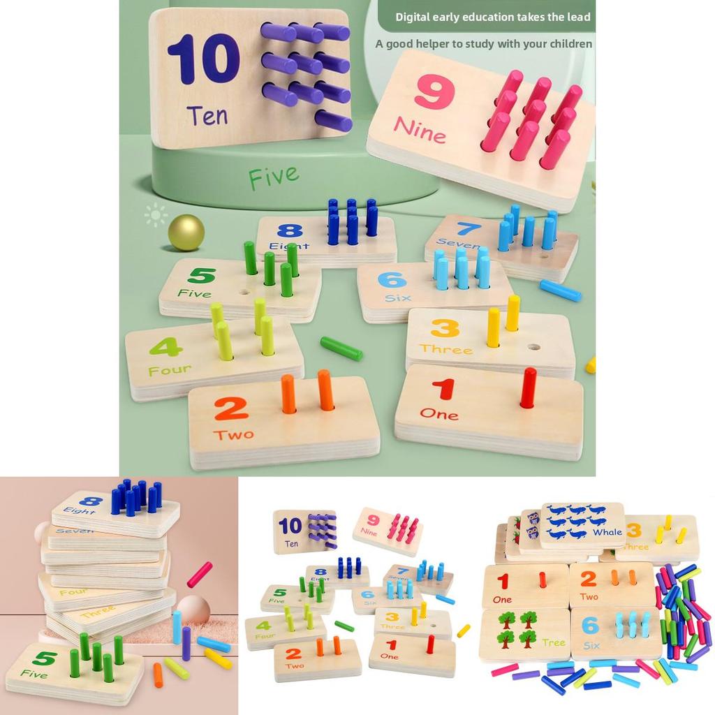 Wooden Montessori Math Learning Stick Color Recognition Matching Board Educational Toy For Early Childhood