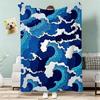 Japanese Waves Throw Lightweight 240g Flannel Blanket Soft Skin-friendly for Summer Cooling