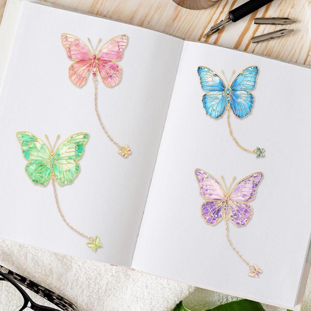 Separator Pages Book Page Clips with Chain Bronzing Pendant Book Marker School