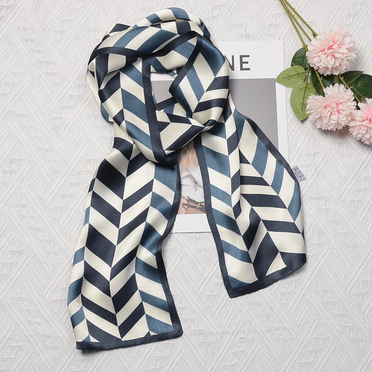 Hangzhou silk mulberry silk scarf Korean version versatile serrated pattern double-layer silk scarf long neckline streamer shawl 15*150cm