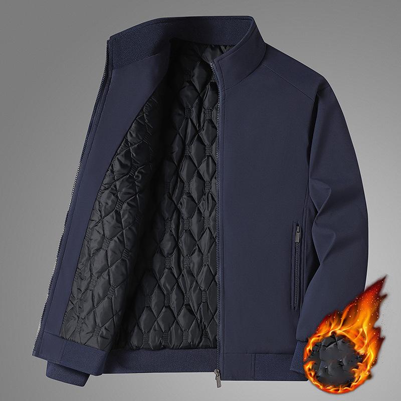 Plus Size Thickened Warm Middle-aged And Elderly Coat Men's Winter Stand-up Collar Coat Jacket Business Casual Loose Jacket
