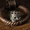 Retro Crown Skull Ring For Men Silver Color Punk Gothic Rock Hiphop Open Ring Handmade Designer  Biker Accessories Gift