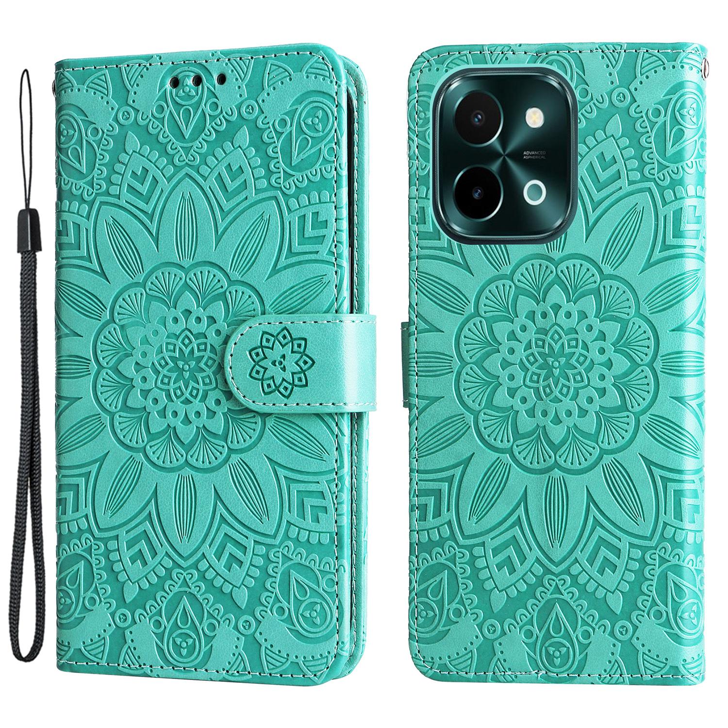 

For vivo Y28 4G/iQOO Z9x 5G Case Sunflower Leather Phone Wallet Cover D