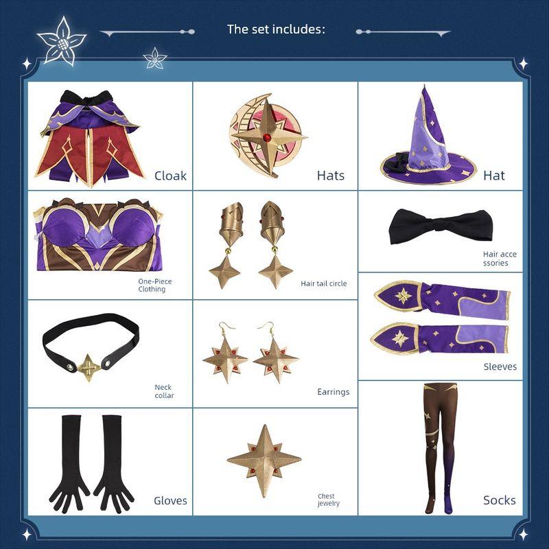 Star Sky Mirror Mona Cosplay Costume Game Set for Girls Anime Stage Performance Outfit