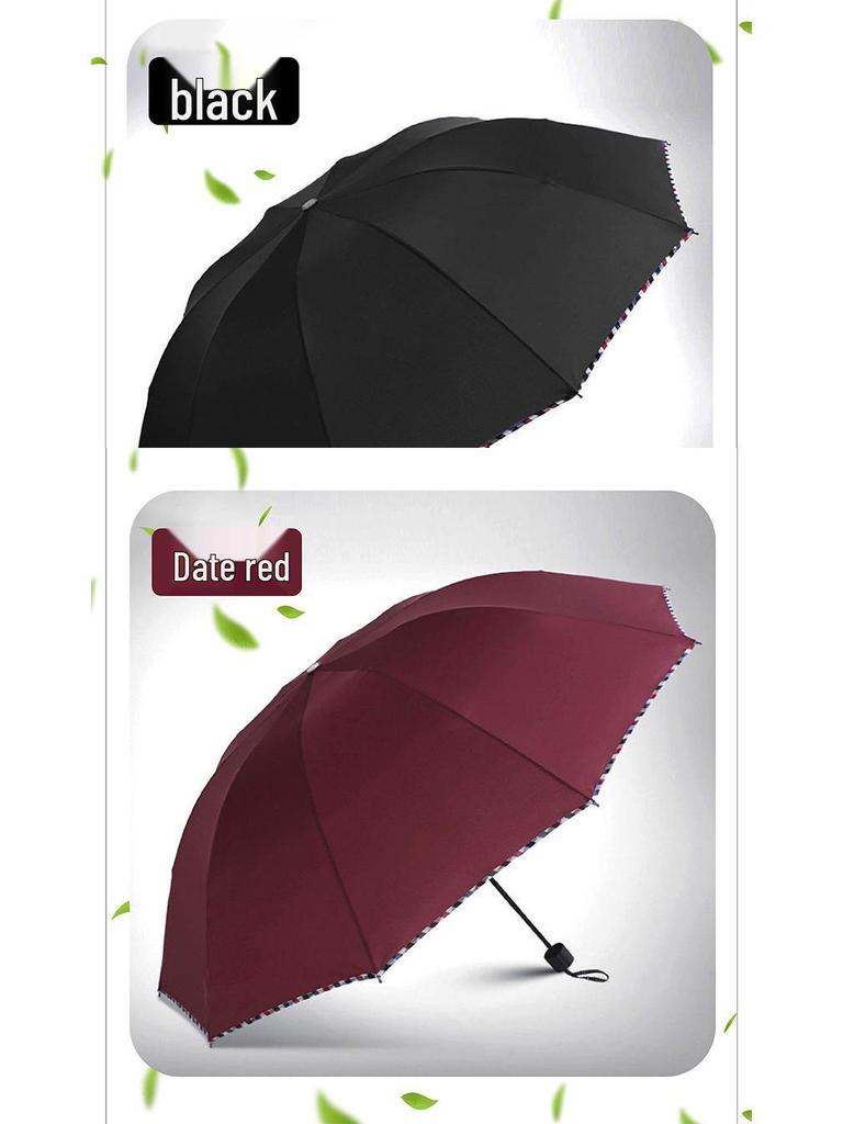 Extra Large Black Glue Edge Business Umbrella - 10 Ribs, British Style, Rain & Sun Protection, Customizable Logo, Perfect for Gifting & Advertising
