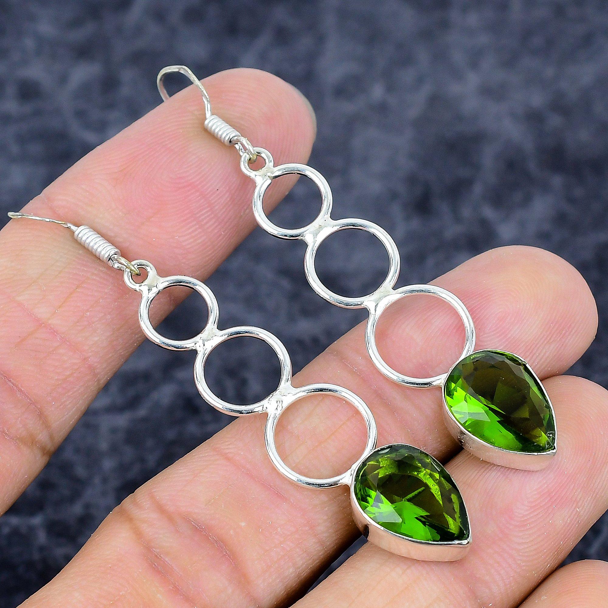 

Peridot Gemstone Handmade 925 Sterling Silver Jewelry Earring 2.64 M-3303