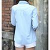 Damen Frühling und Herbst Langarm Dünne Sektion Denimhemd Slim Lässige Bluse