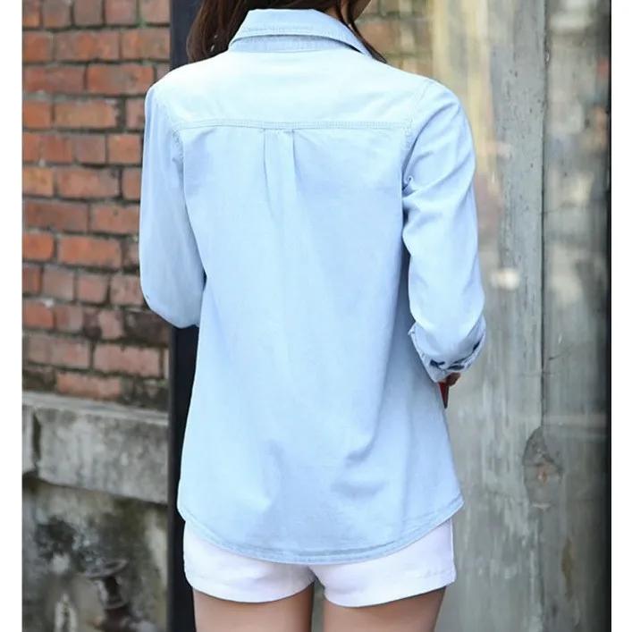 Cămașă de denim subțire cu mâneci lungi, de primăvară și toamnă, bluză casual subțire