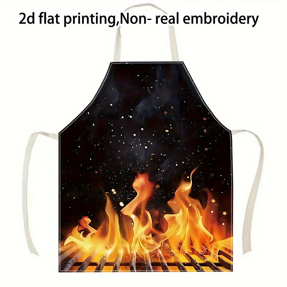 

A 2D printed apron made of linen, featuring a flame pattern design, is ideal for kitchen and outdoor cooking 38X47cm(15X19in)