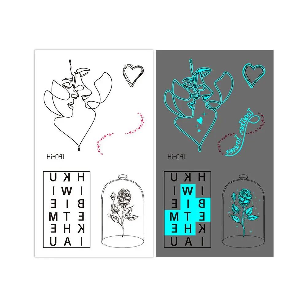 1Sheet Fashion Waterproof Blue Luminous Tattoo Sticker Star Feather Tattoo Sticker Body Art Removable Temporary Tattoos