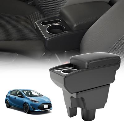 AKMSX Car Armrest for Aqua NHP10 Easy Large Capacity Storage Center Console Compatible with Aqua Vitz Ideal for Interior Black Stitching - Assembly,