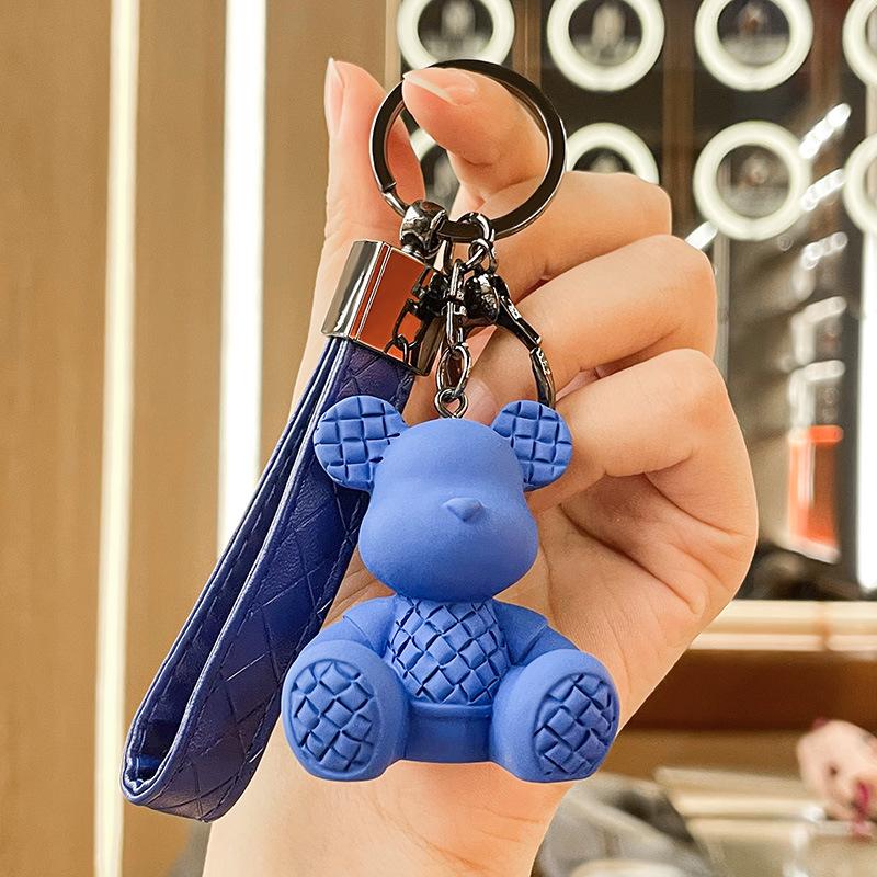 Charming Cartoon Bear Bamboo Weave Keychain Pendant