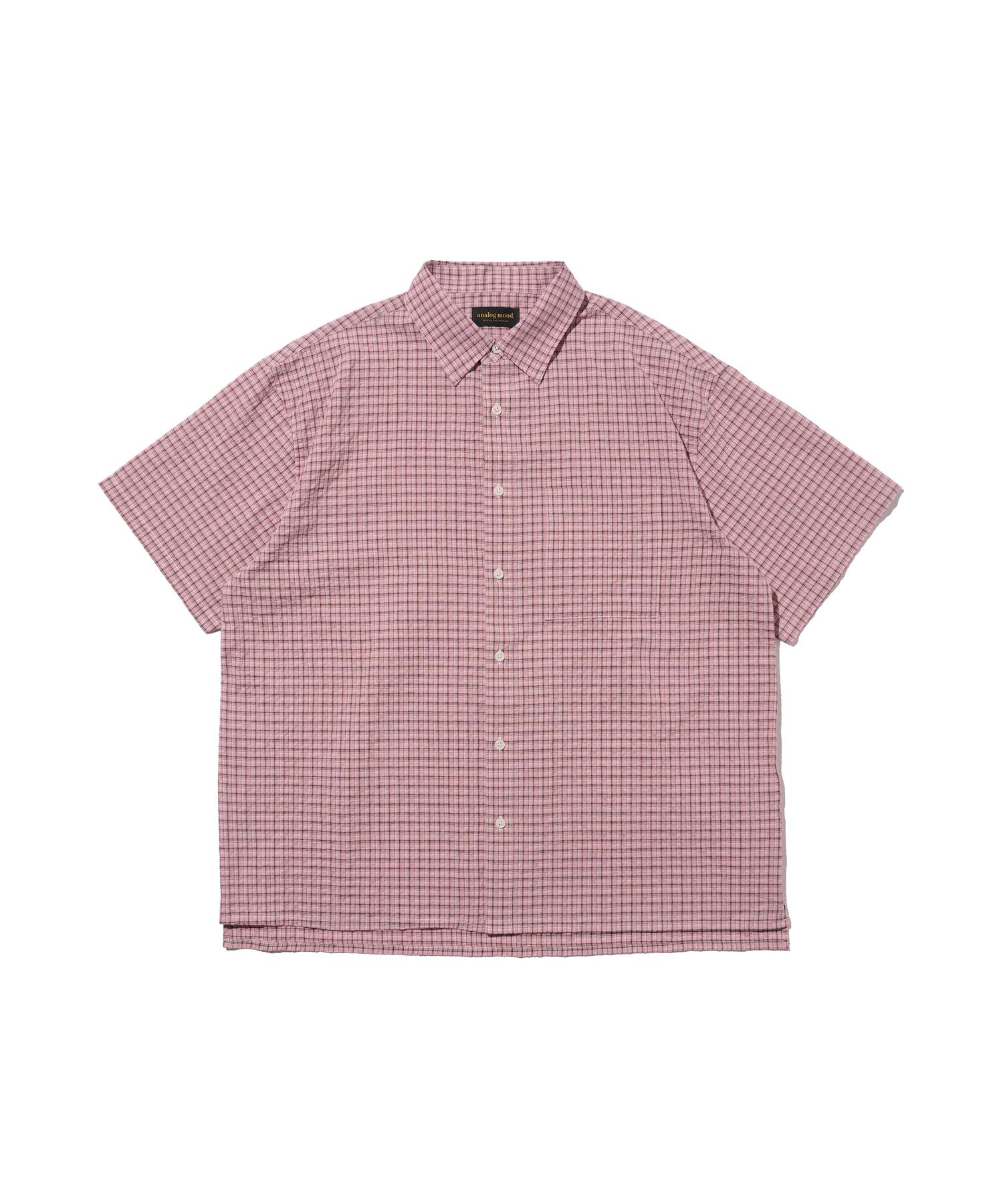 Analog Mood Plaid Cotton Short Sleeve Shirt (Pink) Free