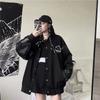 New Spring Autumn Coat Women's Korean Harajuku Style Bomber Jacket Oversized Jacket Leather Pure Black Women's Jacket Cloth