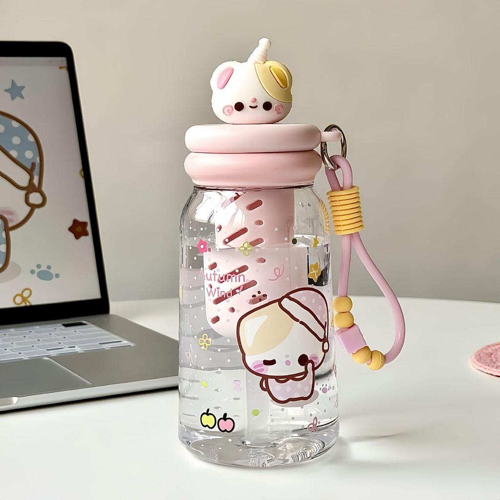 Cartoon Tritan Straw Water Cup - Unisex, Portable, Cute & Durable for Summer