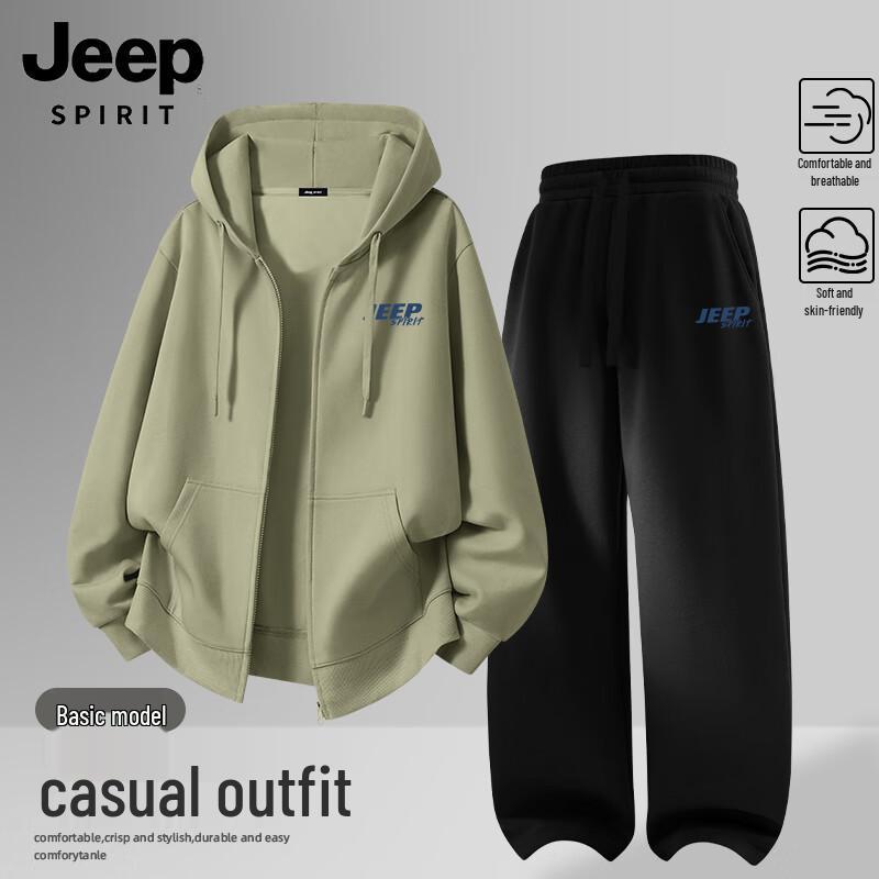 JEEP SPIRIT Men s Casual Hooded Tracksuit Set M