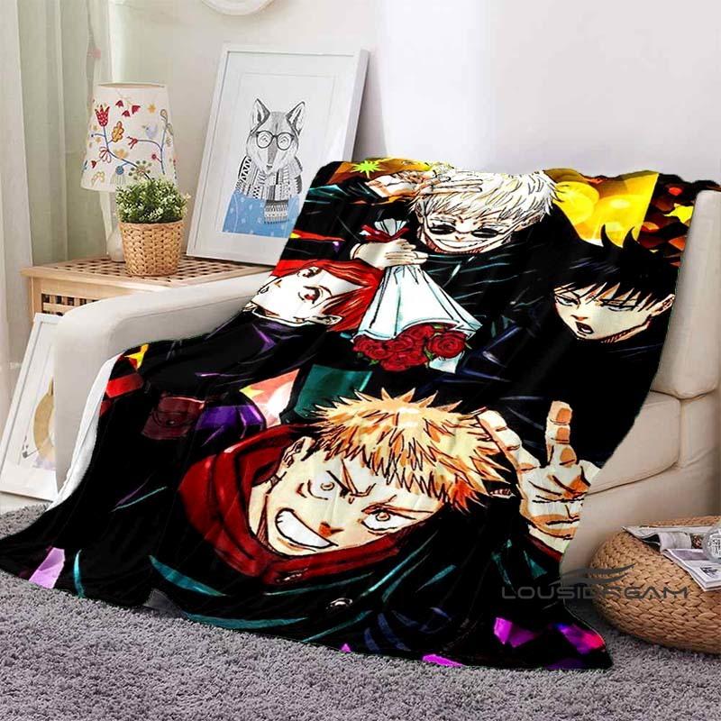 Jujutsu Kaisen Cartoon-Themed Flannel Blanket — Soft & Cozy Throw for Bed, Sofa, or Picnic Use — A Great Gift for Kids