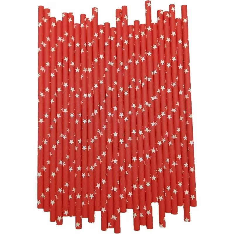 Festive Red Paper Drinking Straws Biodegradable For Party Decor And Desserts