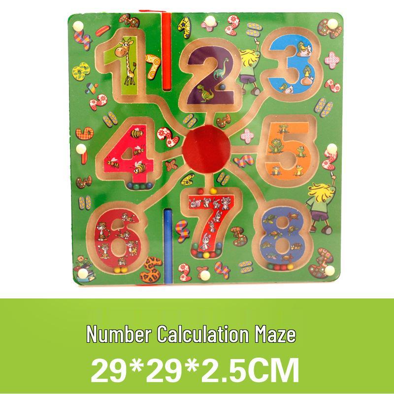 Wooden Marble Maze with Magnetic Pen – Animal Track Educational Toy for Kids