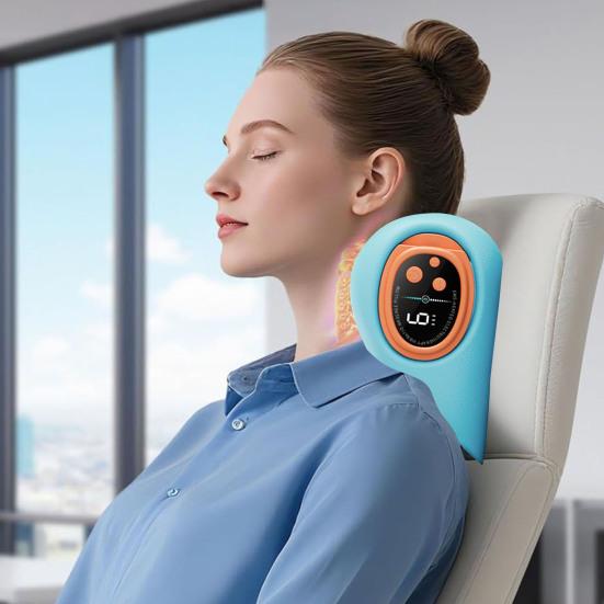 Cervical Massage Pillow Ergonomic Neck Massager with 3 Modes Wave Vibration Heat Therapy Adjustable Temperature Muscle Relaxation Pillow