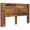 Storage Headboard with LED Reclaimed Wood Look 160 cm Engineered Wood