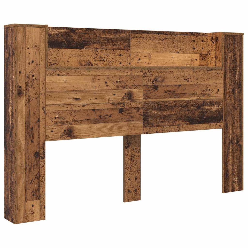 Storage Headboard with LED Reclaimed Wood Look 160 cm Engineered Wood