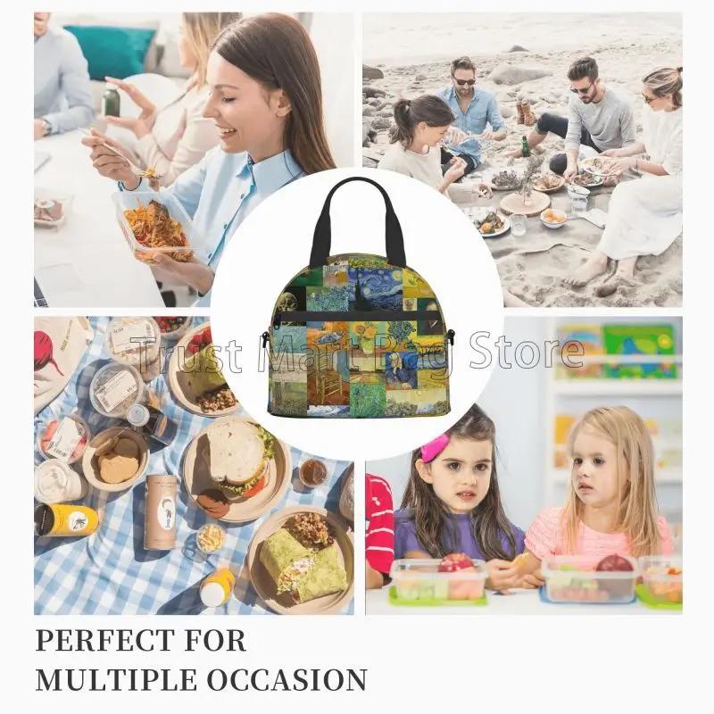 Vincent Van Gogh Painting Insulated Lunch Bag Tote Meal Bag Reusable Portable Thermal Lunch Box Handbags for Work School Picnic
