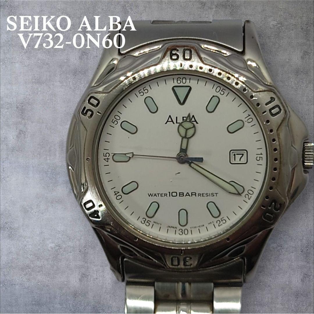 Б/у мужские часы [SEIKO] ALBA V732-0N60 водонепроницаемость 10 АТМ рабочий товар