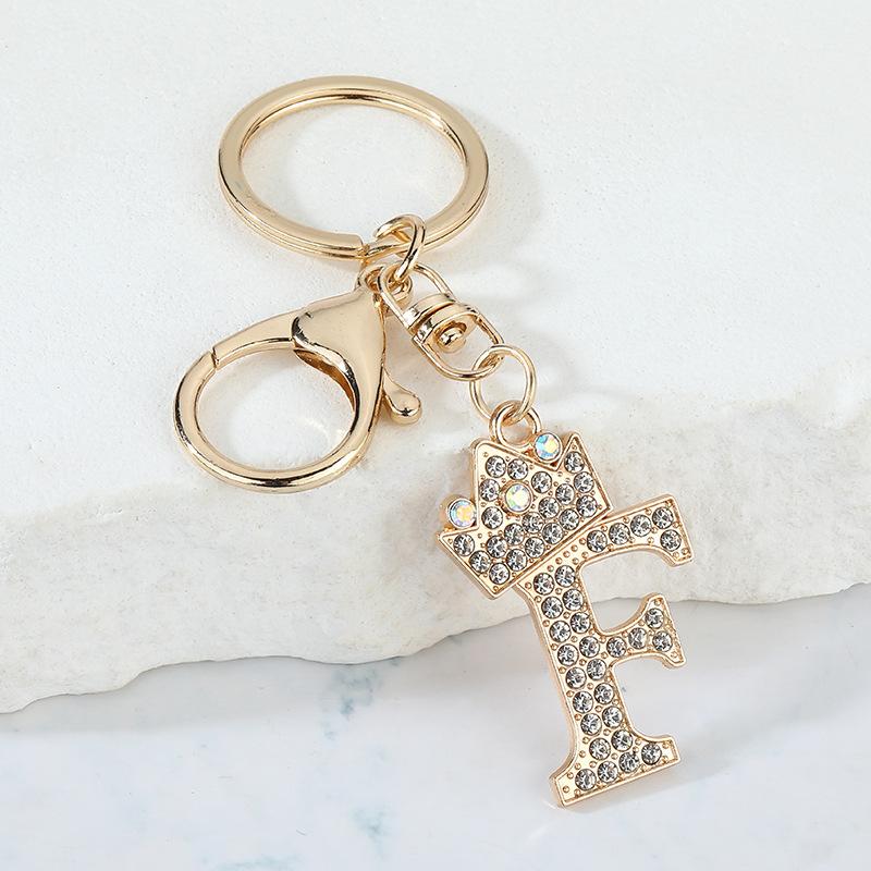 Unique Crown Crystal Rhinestones A-Z Letters Pendant Keychains For Men Women 26 Alphabet Car Key Ring Name Jewelry Keyrings Gift