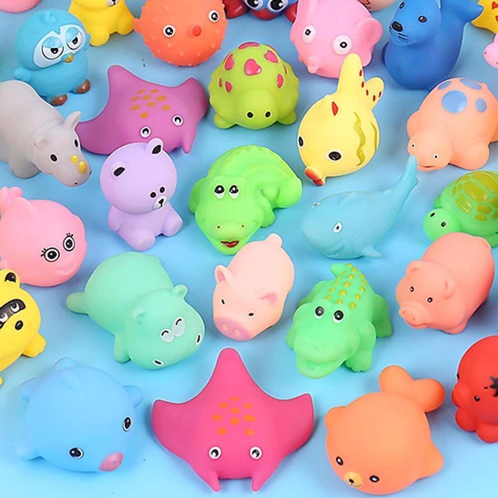 Cute Animals Float Baby Gift With Mesh Bag Classic Toys Swimming Water Toy Bath Toy Soft Rubber