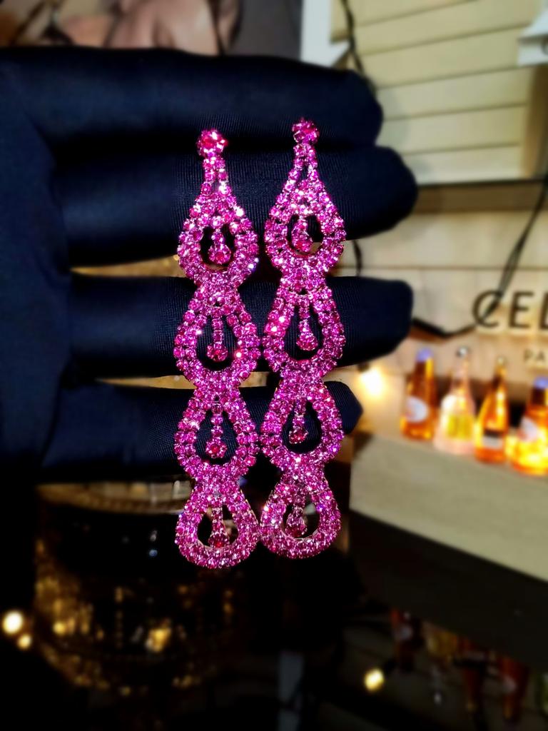 Claw Chain Series Rhinestone Earrings Women's Super Flash Full Diamond Long Earrings Studs Dinner Party Versatile Earrings Earrings