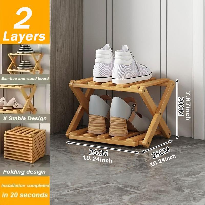 

New Portable Small Foldable Shoe Rack Without Installation,Bamboo Shoe Rack for Storage.Ideal for Hallway,Bedroom,Living Room