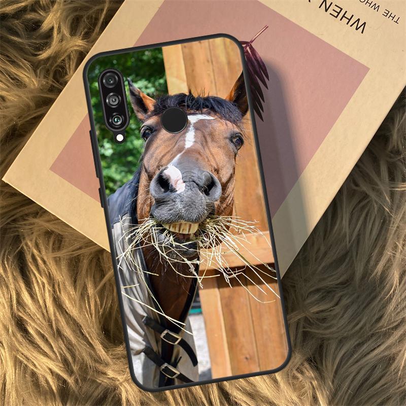 Funny Horse Animal Case For Huawei P30 P20 P50 Pro P40 Lite P Smart 2021 Nova 5T For Honor X8 X9a 50 70 Cover