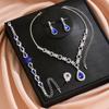 Fashion Claw Chain Jewelry Colored Rhinestones Crystal Necklace Earrings Bracelet Ring Four-Piece Set Women