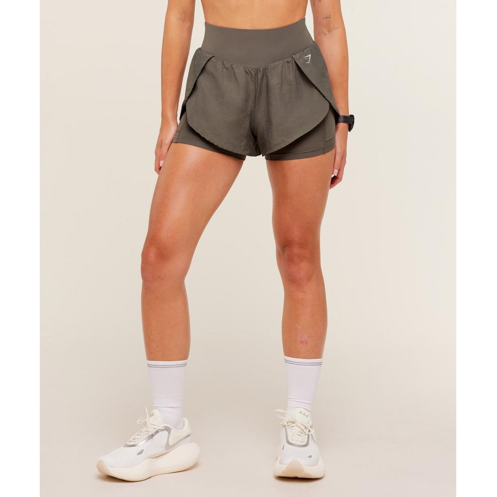 Gymshark RunnIng 2 In 1 Shorts Camo Brown B3c4d Nby9
