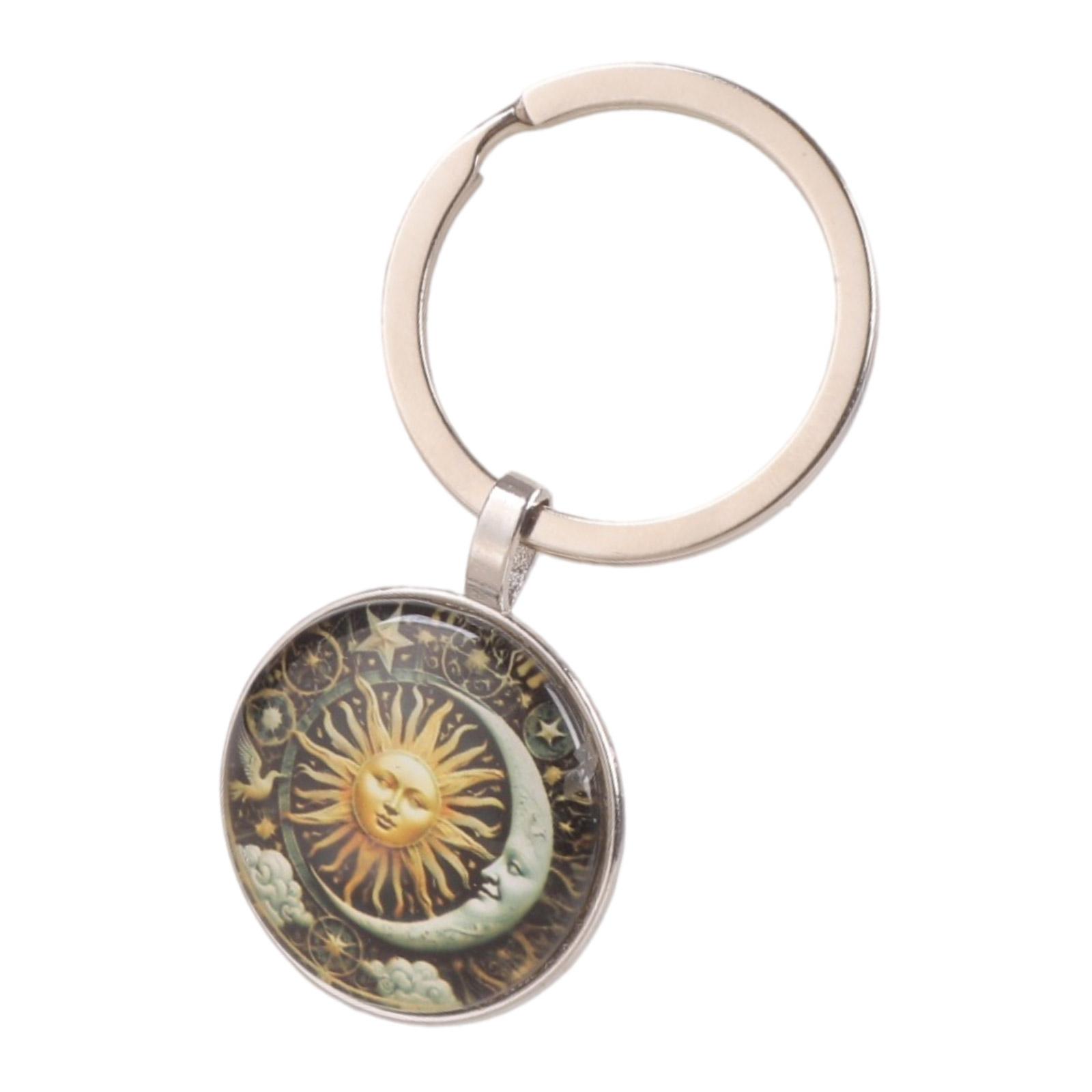 

Keychain with Celestials Star Sun God and Gemstones for Everyday Carry Crafted from Wear Resistant Materials 1