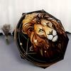 Golden Lion Mandala Wall Art DecorUmbrella, Portable 3-Fold Compact Umbrella for Men & Women Gift