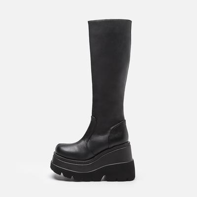 Fashion Classic Ladies Fashion Platform Boots Chunky Heel Wedges Mid Calf Women Boots Casual Brand Thick Bottom Winter Shoes Woman