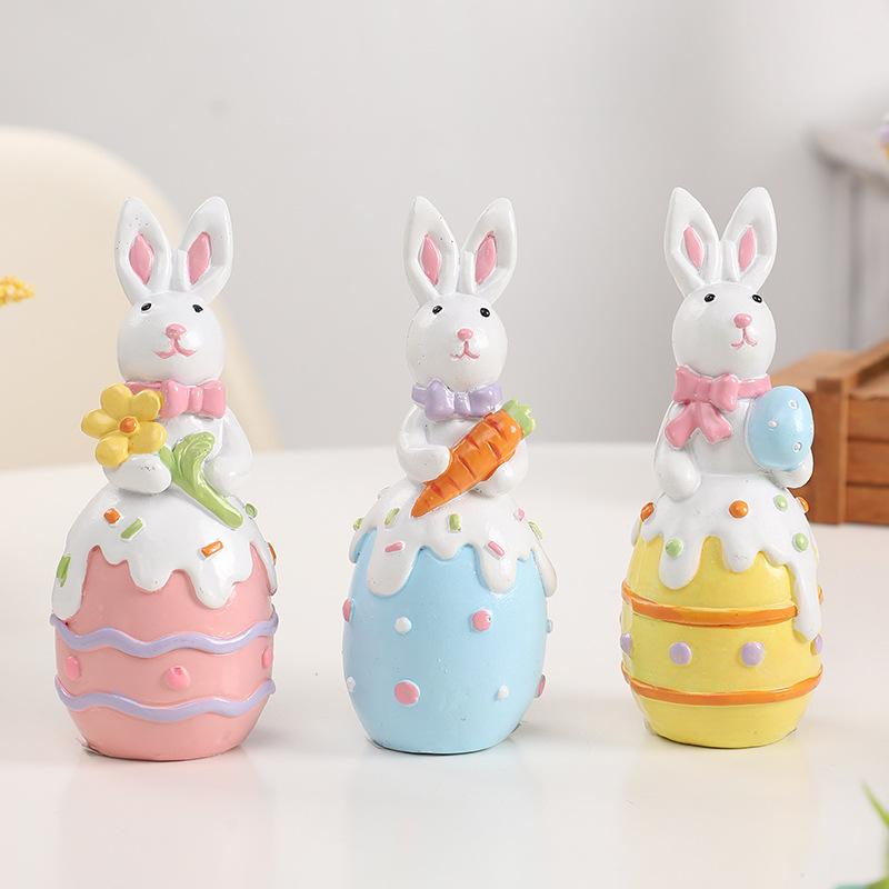 Easter Decorations, Ins, Cute Rabbits, Easter Eggs, Resin Ornaments, Home Party Gifts