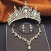 Gorgeous Water Drop Tiaras Bridal Crown with Necklace Earring Sets Wedding Bride Jewelry Set for Women Party Birthday Gifts