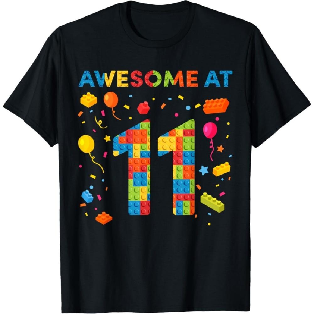 

11 Year Old Boy Building Blocks 11th Birthday T-Shirt XXXXXL