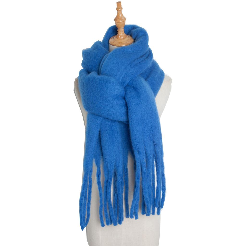  Solid Thick Cashmere Scarf for Women Large Wool Blanket Pashmina Winter Warm Shawl Wraps Bufanda Female With Tassel Scarves