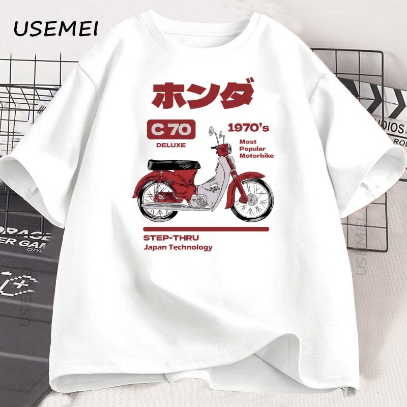 Japanese Style Vintage Anime Car T-shirt for Men Women Summer Printed T Shirt Loose Cotton High Quality Round Neck Tees Clothes