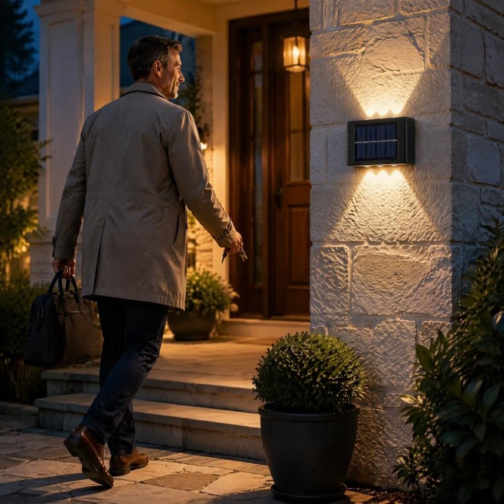 Waterproof Solar Light Lamp Warm Light Up And Down Luminous Solar Wall Lamp 4/6/8/10/12/16LED Outdoor Solar Lights Halloween
